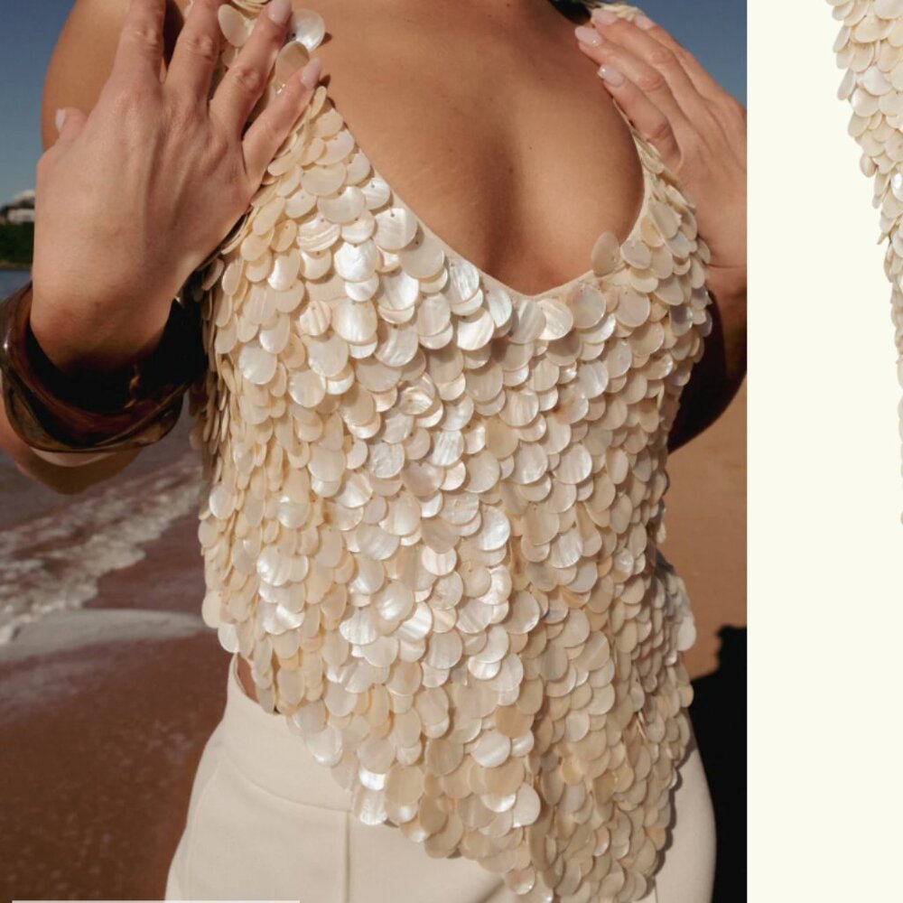 Meshki Mother of Pearl Halter Top NWT